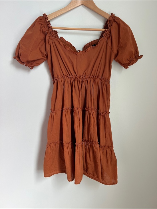 Max + Ash Dresses & Skirts - Max + Ash | Rust Puff Sleeve Tiered Mini Dress #3WAJT2398 Size S